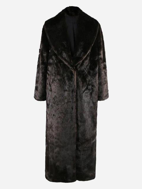 Elegant faux mink fur coat for winter styling, sustainable faux fur.
