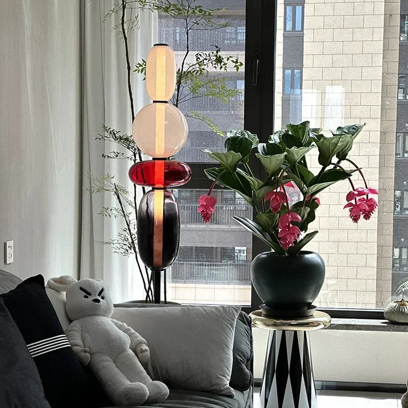 Stained Glass LED Floor Candy Lamp