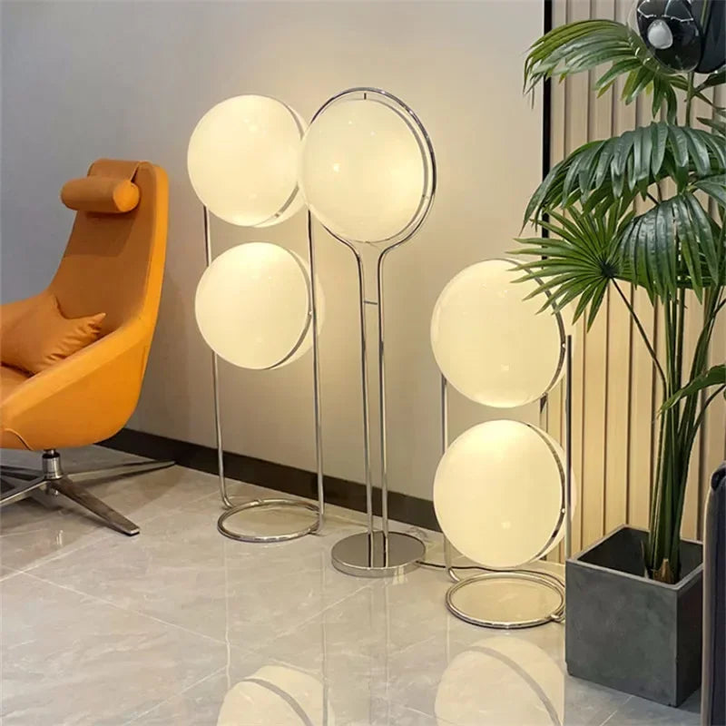 Art Deco Chrome & Acrylic Ball Floor Lamp