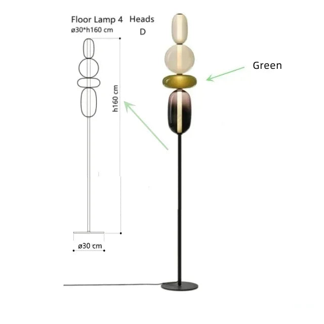 Stained Glass LED Floor Candy Lamp