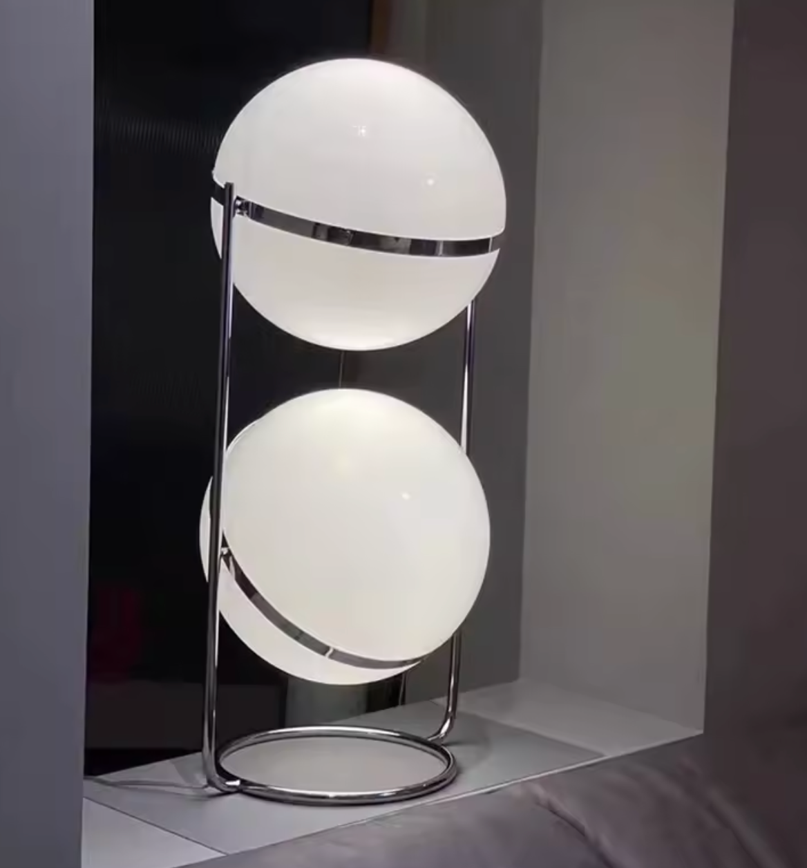 Art Deco Chrome & Acrylic Ball Floor Lamp