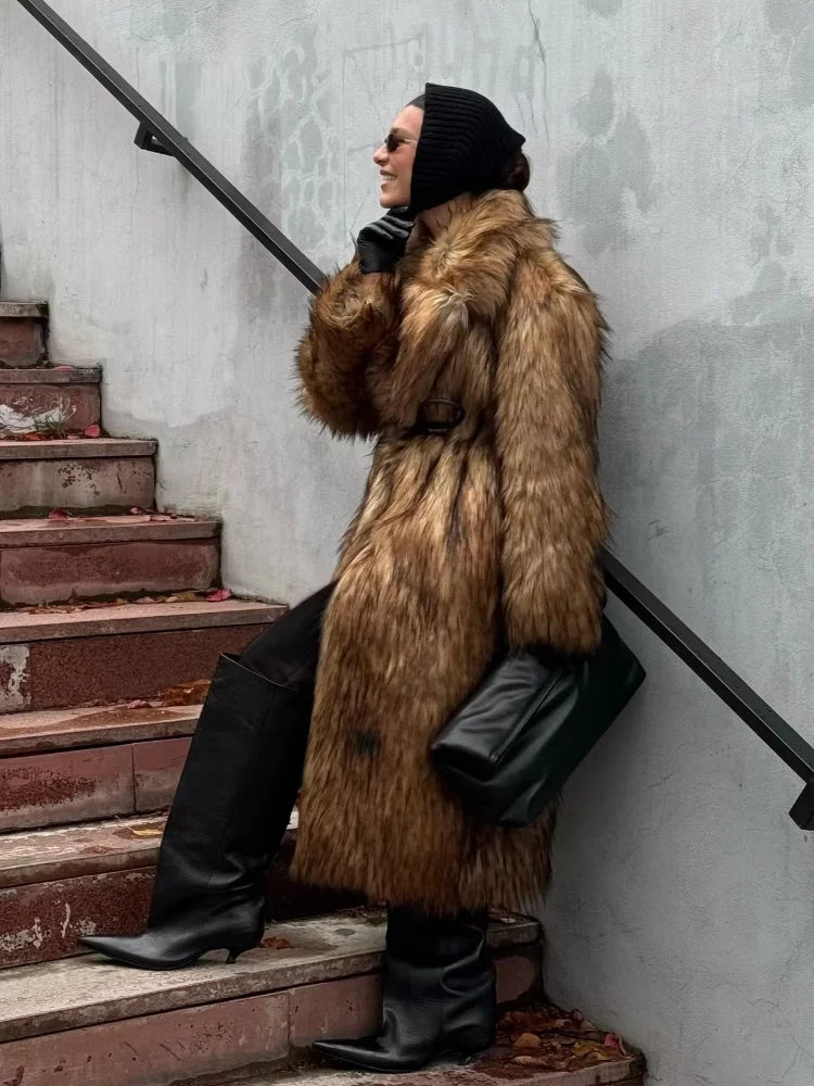 Gisele Long Faux Fur Coat