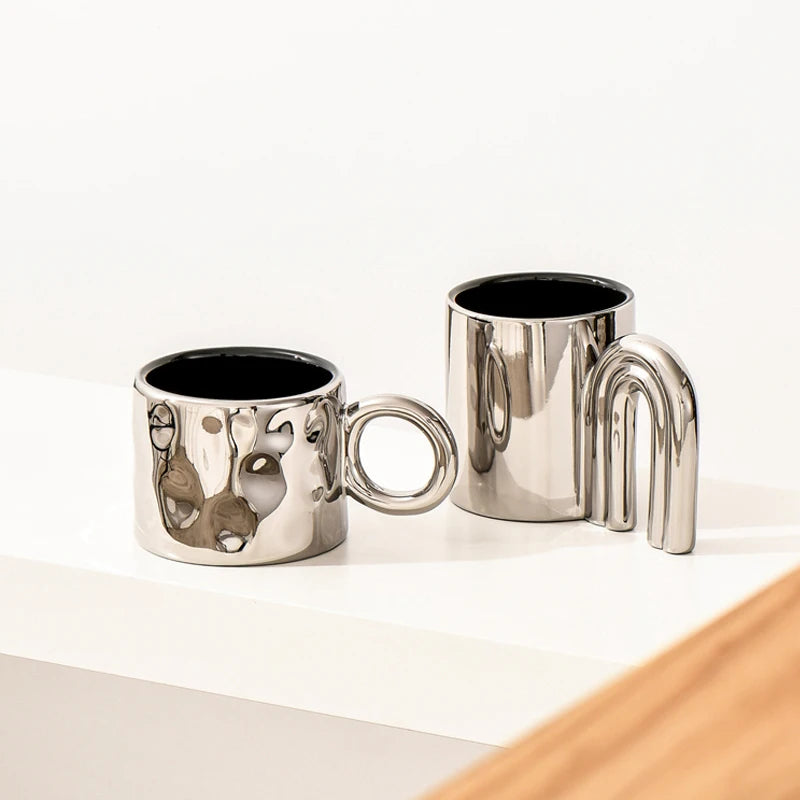 Textured Metallic Ceramic Mug