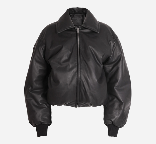 Leather Oversized Bomber Jacket