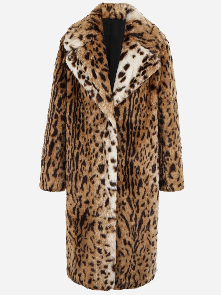 Leopard Print Faux Fur Coat