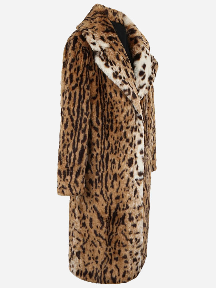 Leopard Print Faux Fur Coat