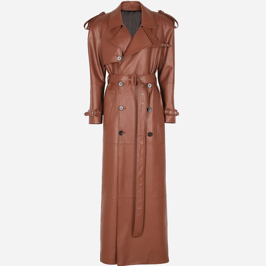 Long Leather Trench Coat