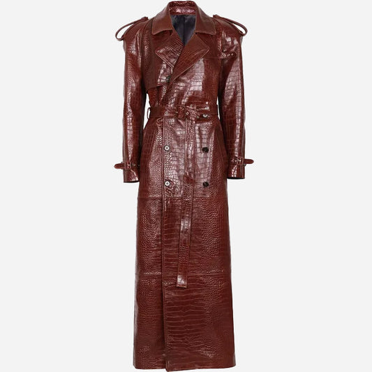 Long Leather Trench Coat