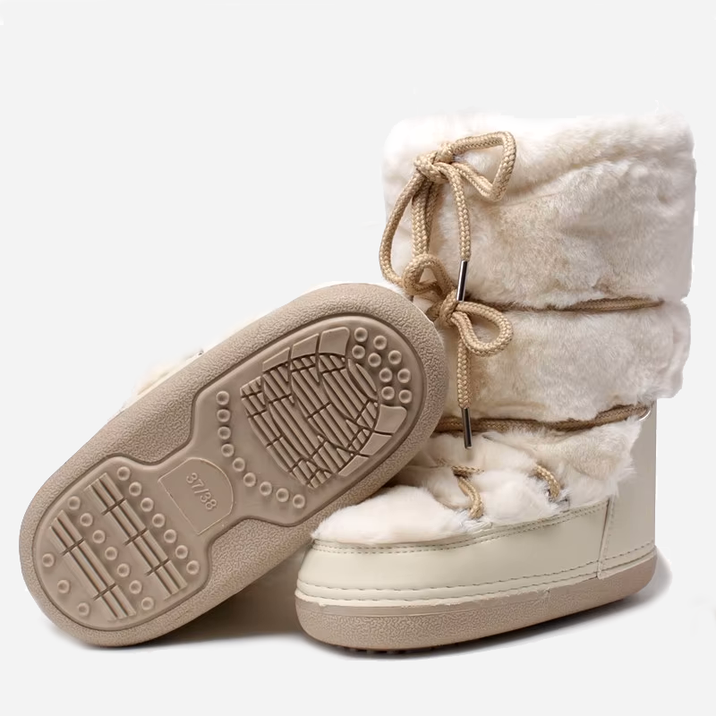 Beige Snow Boots Long